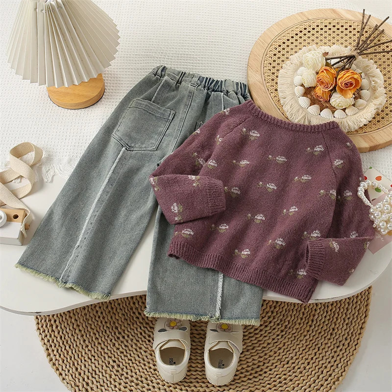 Girls Jean Pants Long Trousers Cotton Spring Autumn Teenagers Babys Kids Pants High QualityTeenagers Childrens Clothi 240703