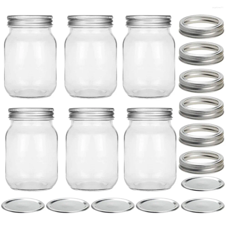 1Pc Storage Bottles 6 Pcs Mason Jar Airtight Syrup Pitcher Household Jars Mini Seasoning Salad Glass 0716