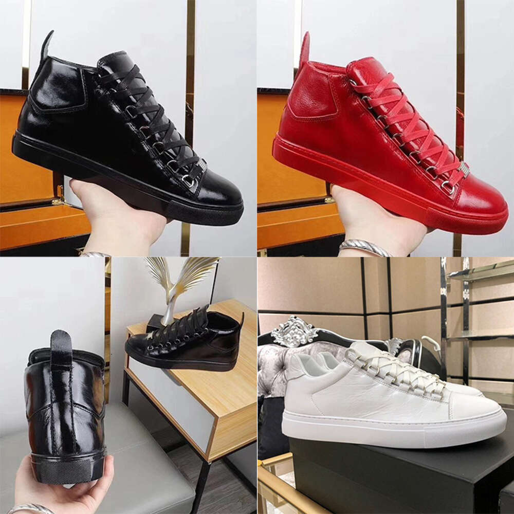 With Box Arena High Black Leather Men Sneakers Designer Trainers Low Causal Shoes Classic Sneaker Big Size 610
