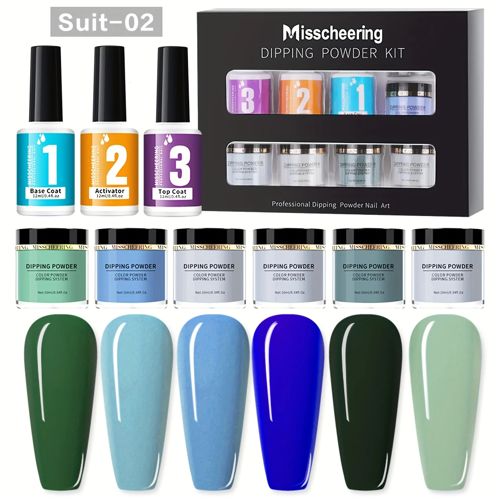 Dip Powder Nails Acrylic Dipping Powder Liquid Set with Base/Top Coat Activator for French Nail Art Manicure DIY Salon Gifts 240701