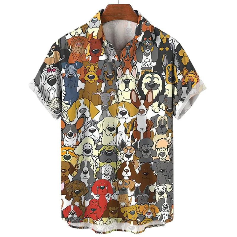 Mens Summer Cat Pattern Hawaiian Shirt Oversized Print Social Floral Camisa Cartoon Men Graffiti Clothing Vintage Harajuku 240702