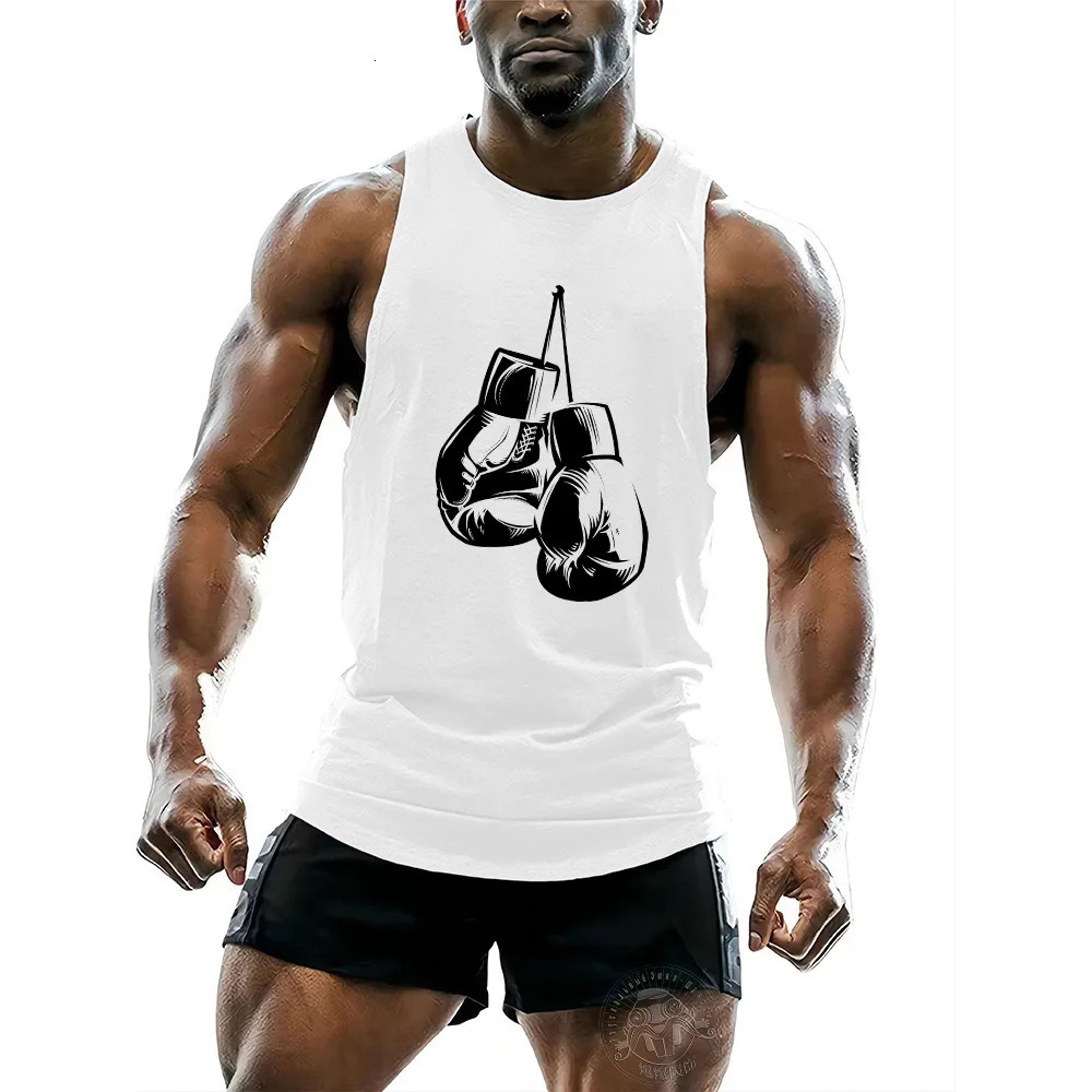 Mens outdoor printed boxing vest fitness football Y2k sports casual sleeveless t-shirt breathable quick drying top 240703