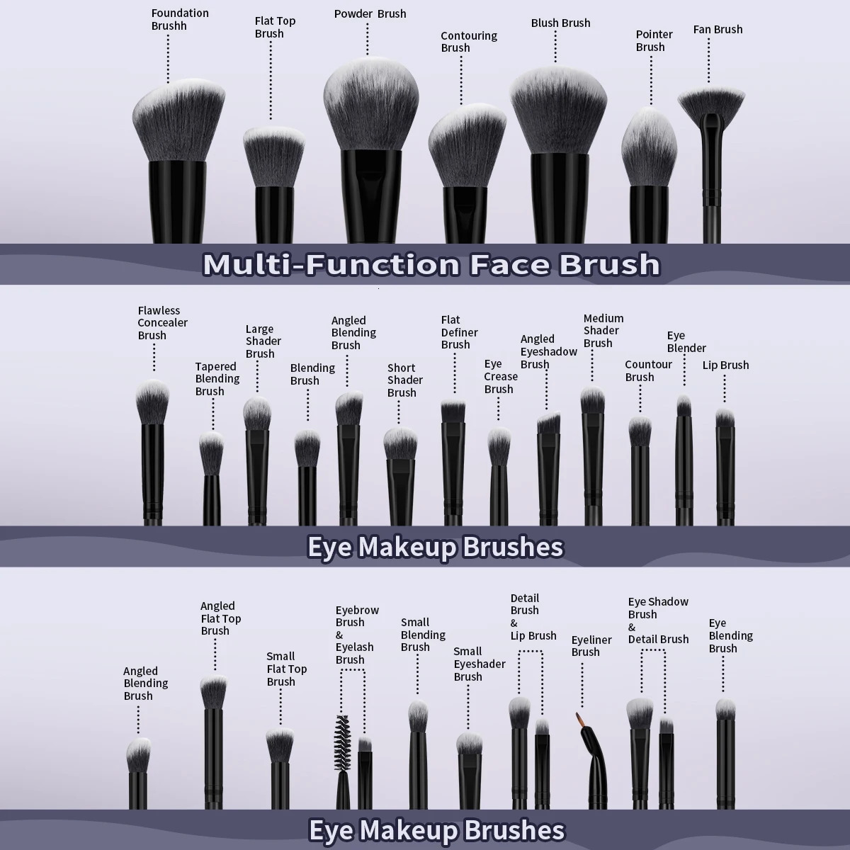 MAANGE 49PCS Makeup Tools Kits 30PCS Foundation Makeup Brush with Storage Bag Makeup r Puff Triangle Cushion Puff Full Set 240704