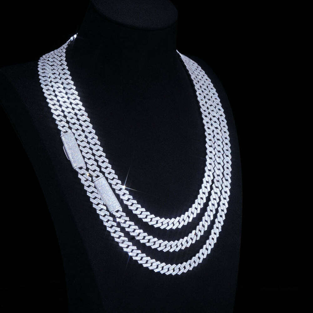 Fine Jewelry In stock Sterling Sier VVS Moissanite Dia Iced Out Miami Cuban Link Chain Necklace For Men