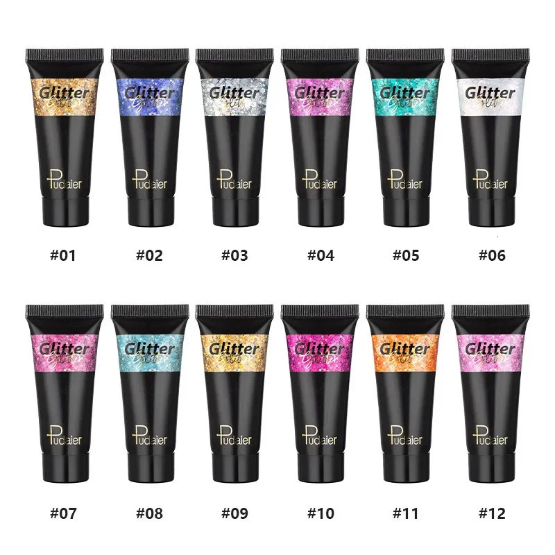 Sequins Glitter Liquid Eyeshadow Highlighter 12 Colors Long Lasting Shimmer Face Body Hair Multi-purpose Makeup Stage Cosmetics 240704