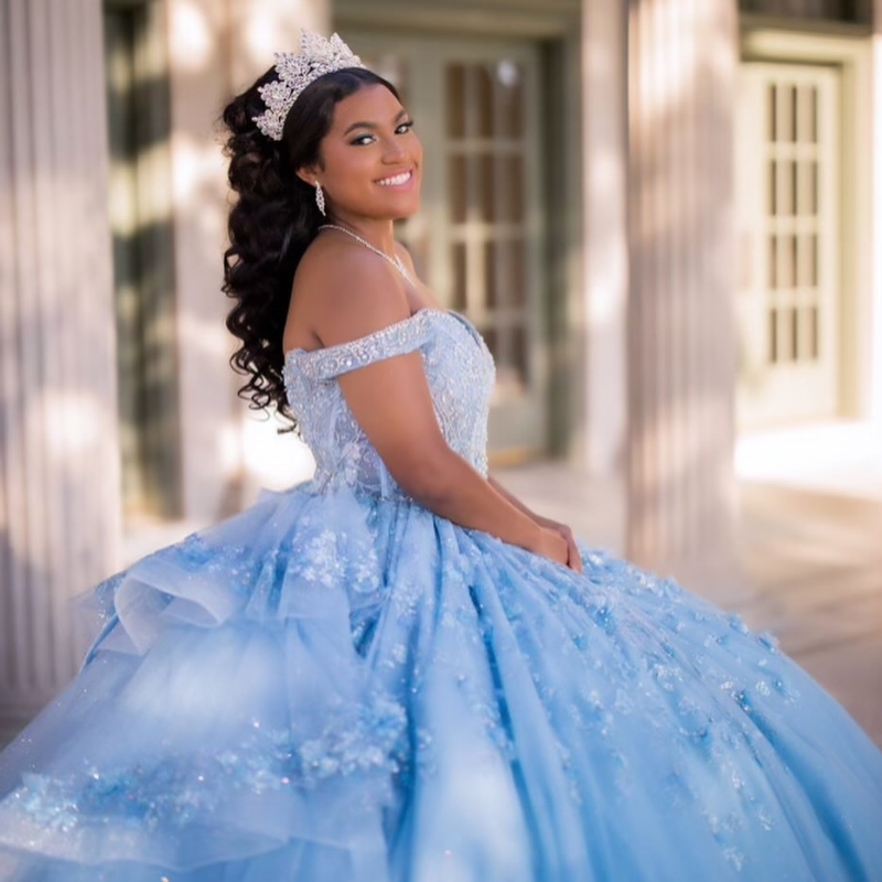 Girl Quinceanera Prom Sweet 15 Applique Beading Sequin With Detachable Tail Party Princess Dress