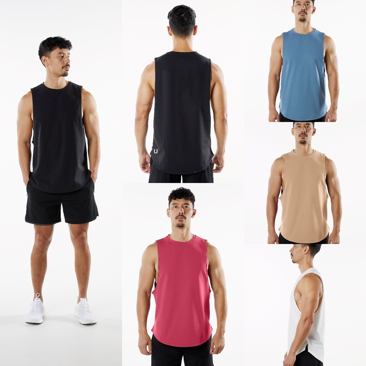 UU-864 Men Sports Outfit Solid Color Sports Leisure Plus Size Vest Mens Exercise Breathable Sleeveless O Neck Basketball Vest