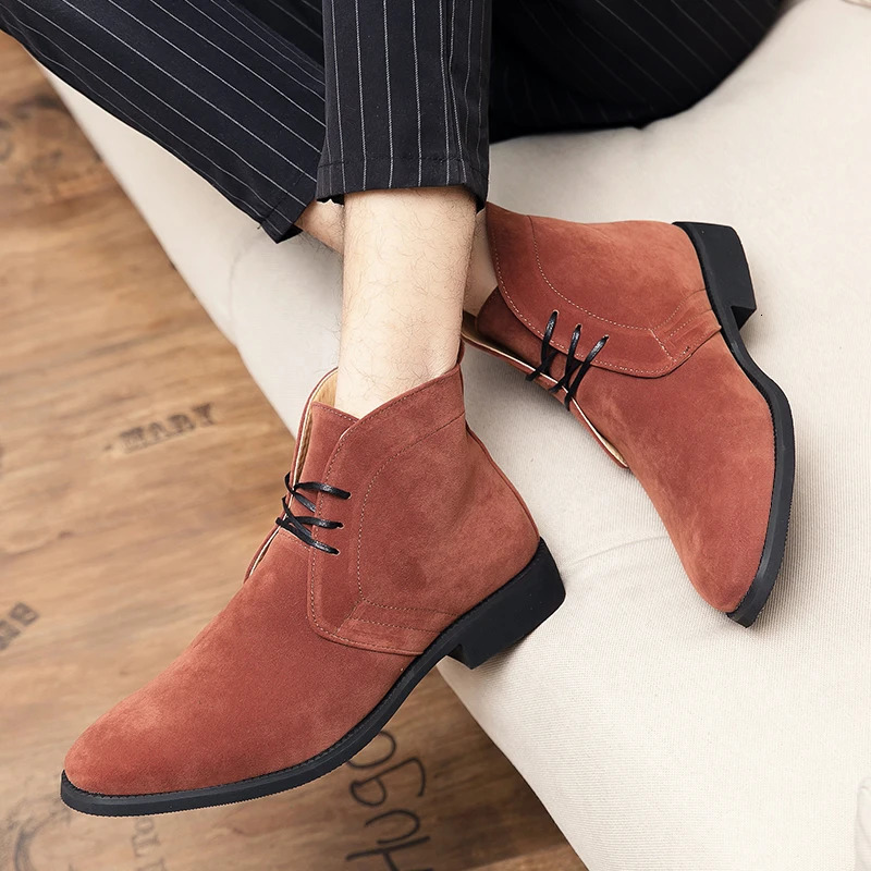 Suede Leather Chelsea Boot Men Fashion Dress Boots Autumn Ankle Boots Plus Size 38-48 Formal Shoe Bota Masculina 240703