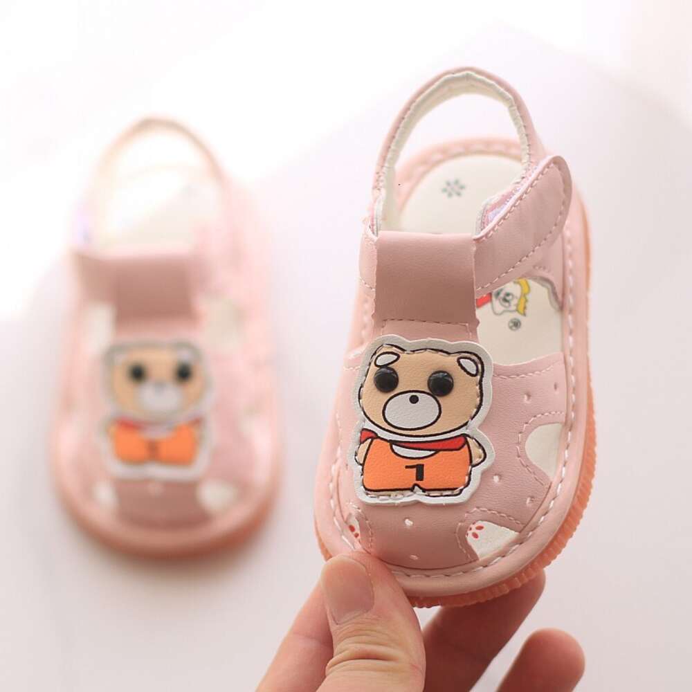 Children's sandals, baotou, summer 0-2 years old, called girls, infants, toddlers, walking shoes, soft soles, male baby shoes will make a noise F