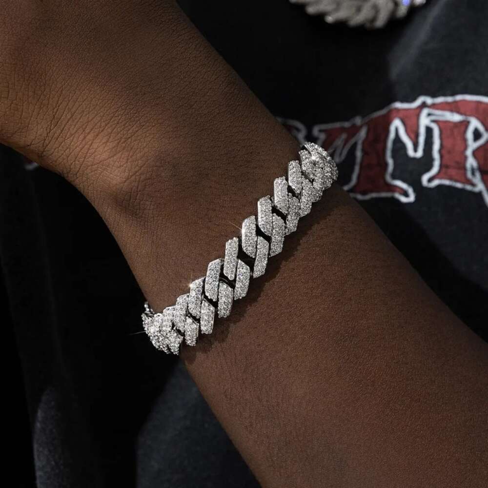 Fine Jewelry Bracelets Bangles Gold Cuban Link Bracelet 925 Sterling Silver Miami Custom Hip Hop Cuban Link Bracelet Men