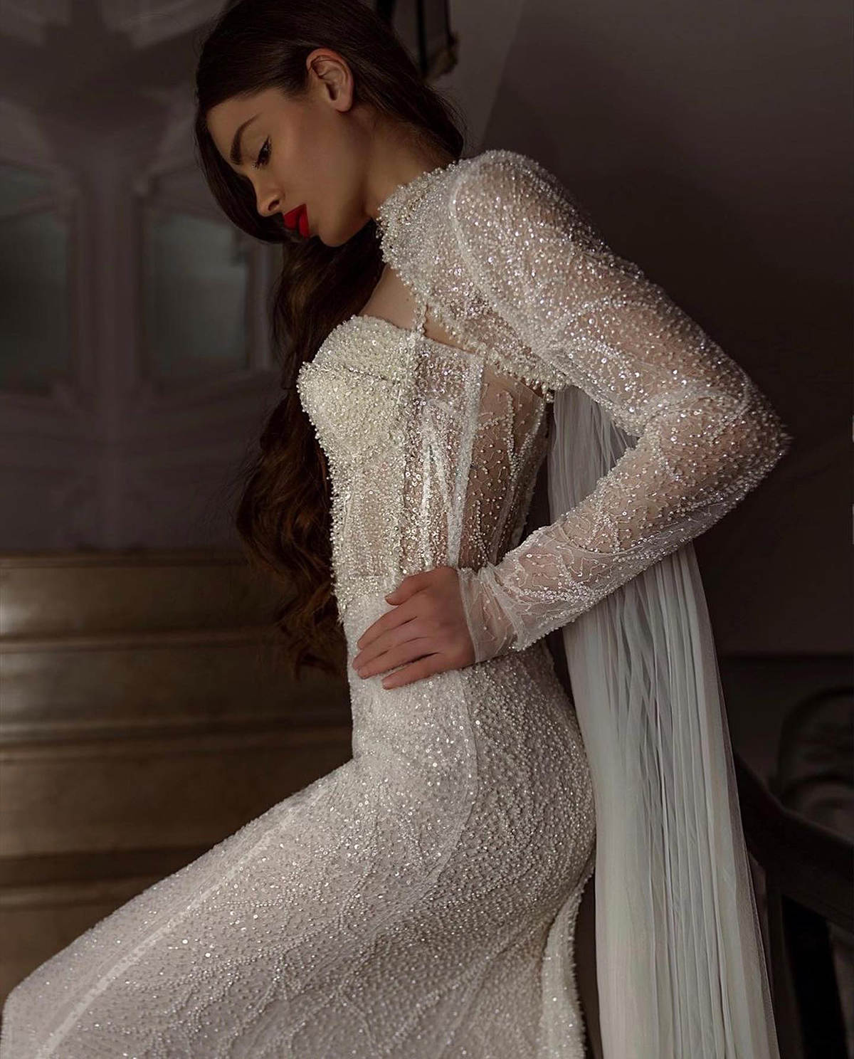 Sexy Mermaid Wedding Dress With Wrap Sheer Sweetheart Spaghetti Strap Bride Gowns Beaded Sequins Sleeveless Bridal Dresses