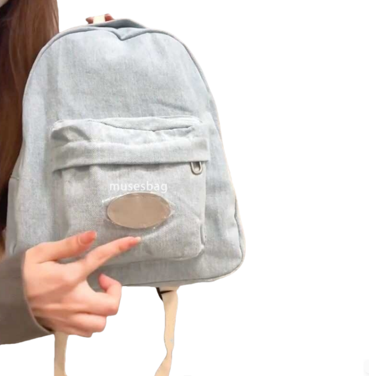 High end women's fashionable forest style simple and lazy casual backpack for college students versatile for class commuting washed denim backpac