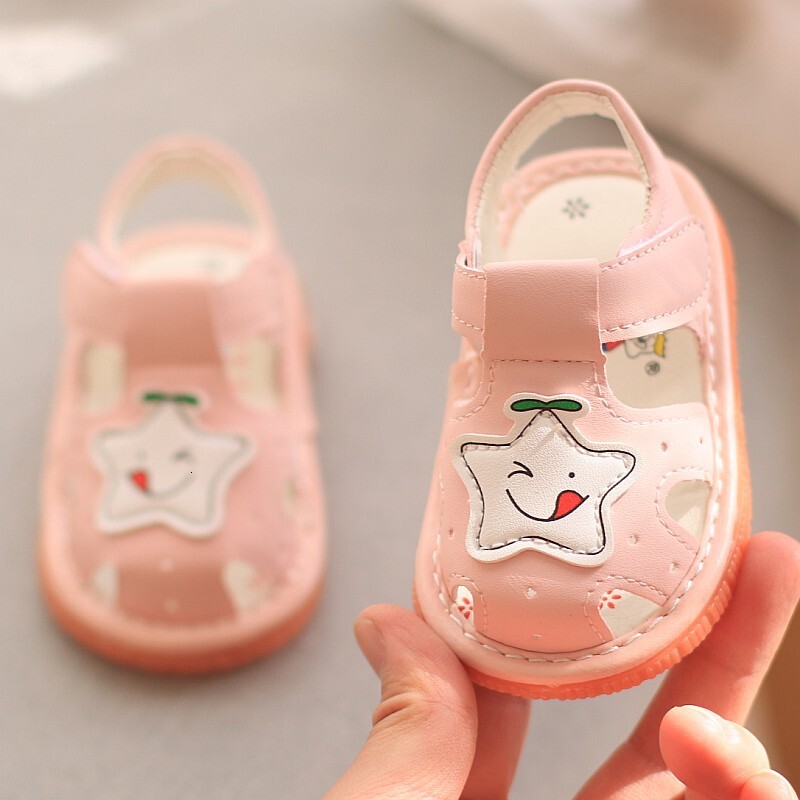 Children's sandals, baotou, summer 0-2 years old, called boys girls, baby and toddler walking shoes, cow tendon soft soles F704-27