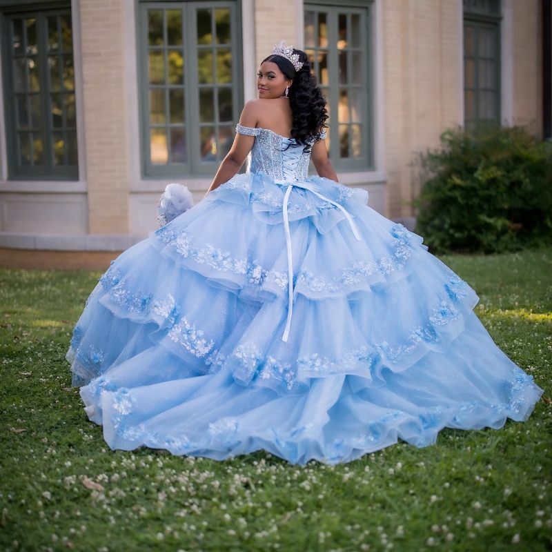 Girl Quinceanera Prom Sweet 15 Applique Beading Sequin With Detachable Tail Party Princess Dress