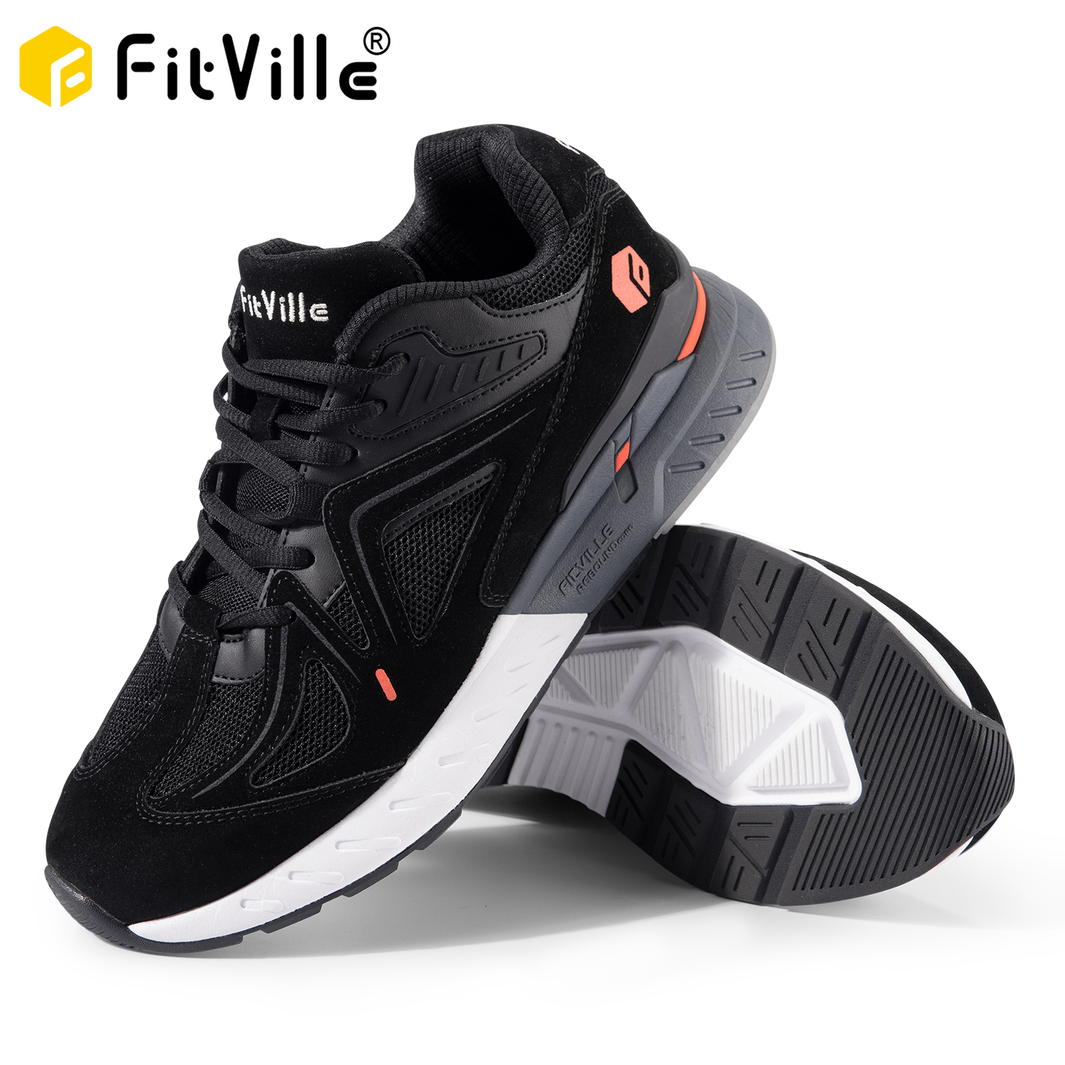 Fitville Men's Walking Extra Wide Lightweight Sneakers For Flat Feet Arch Fit Heel Pain Relief Non-Slip Running Shoes