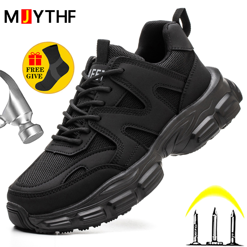 MJYTHF Protective For Women Men Sneakers Fashion Safety Anti-Smash Anti-Puncture Indestructible Shoes Work Boot