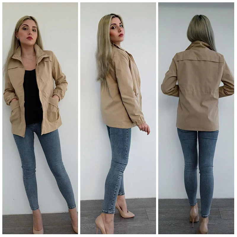 HI-FASHION Women Double Layer Windbreaker Autumn Casual Slim Coat Fashion Plus Size 4Xl Stand-Up Collar Ladies Jacket 240703