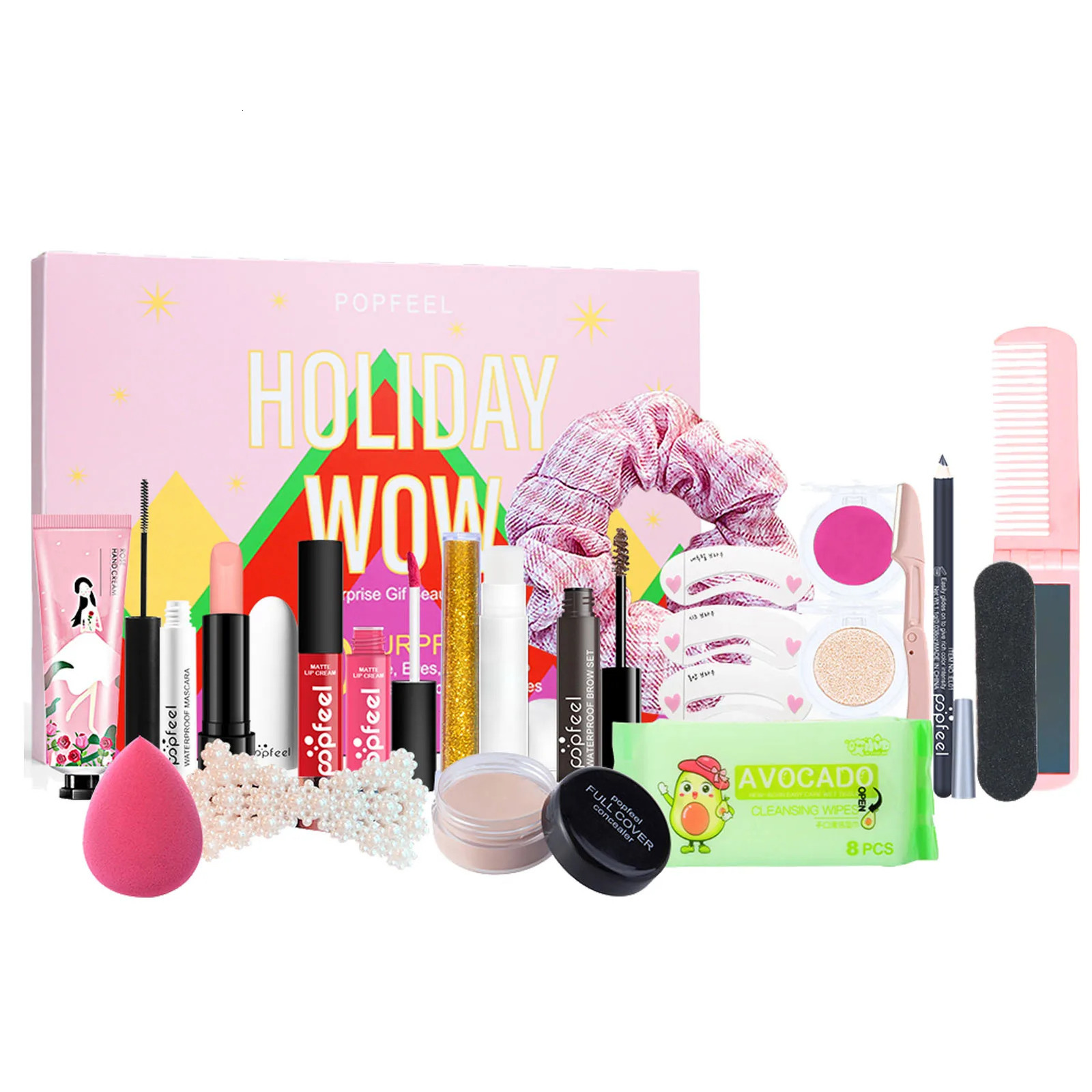 Face Makeup Christmas Countdown Calendar Box Makeup Tools Countdown Calendar Gift Boxes Lipstick Eye Shadow Cosmetics Set 240703