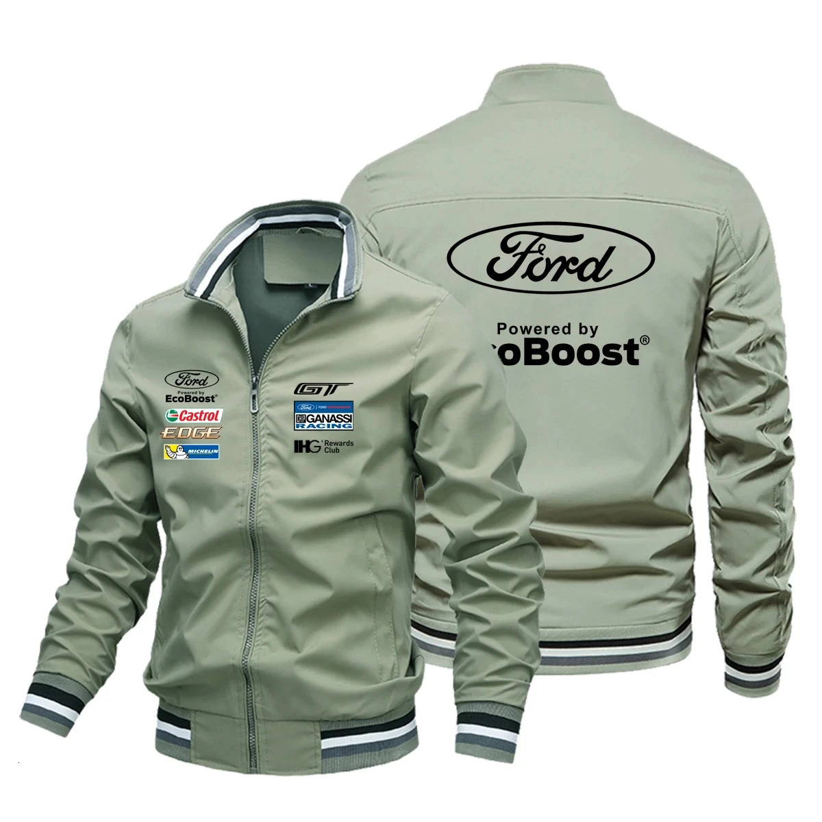 2024 Mens Ford casual sports jacket motorcycle racing zipper tower windproof cycling baseball shirt 240702
