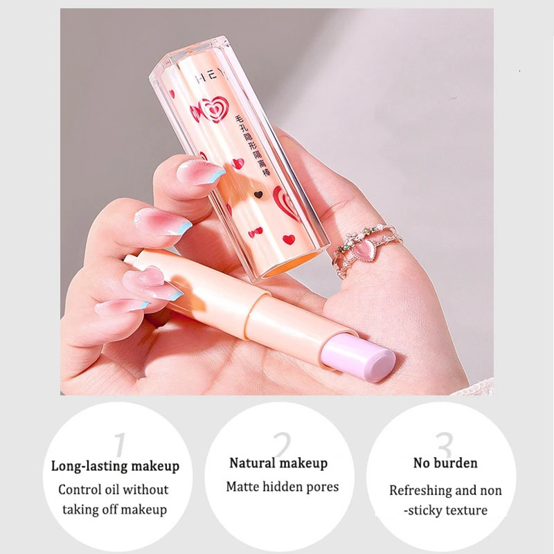 Invisible Pore Purple Primer Stick Waterproof Face Primer Makeup Base Gel Oil-control Matte Smooth Fine Lines Isolation Primer 240704