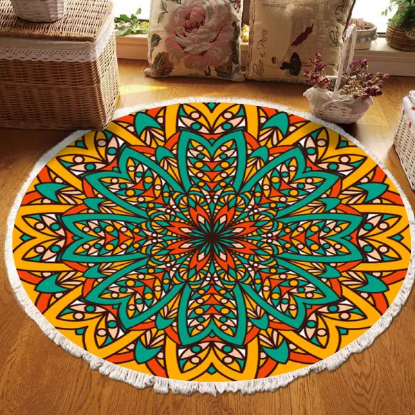 New Ethnic Living Room Bedroom coffee table Designer floor mat Wholesale fringe designer round carpet H260226
