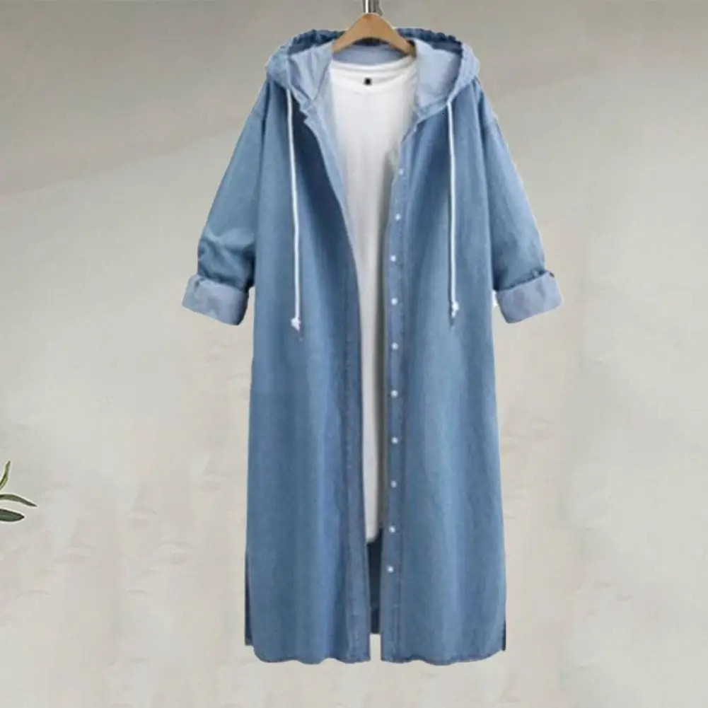 Women Coat Long Cardigan Single-breasted Soft Comfortable Hooded Solid Color Ankle Length Long Sleeve Winter Jacket For Winter 240703