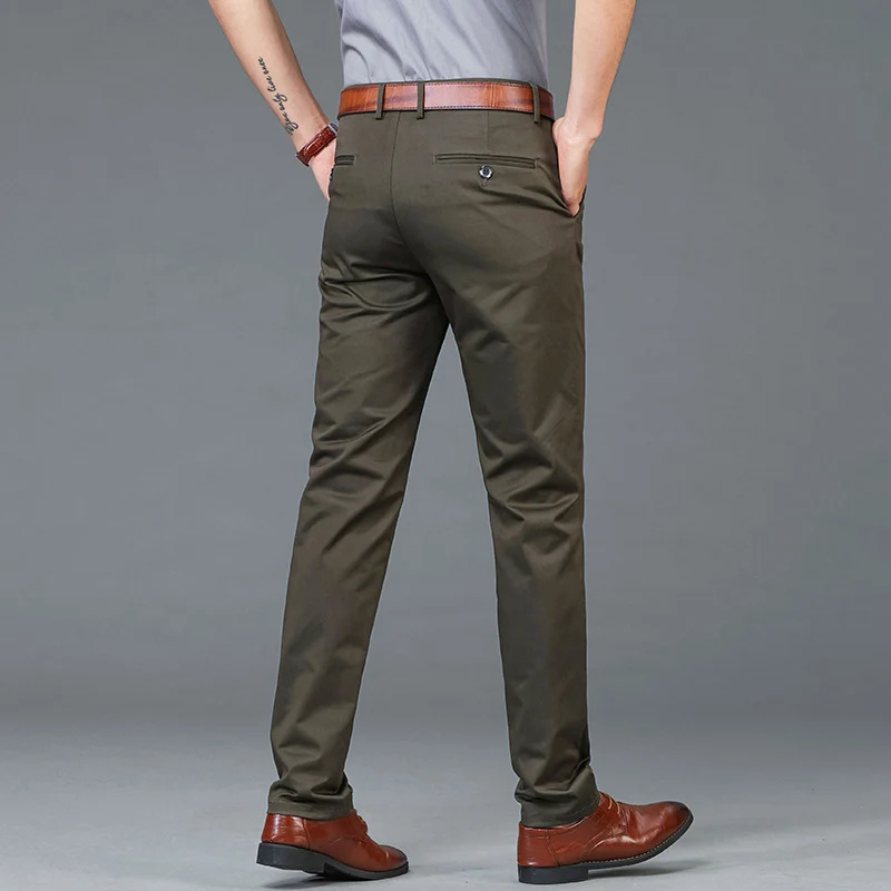 High Quality Lyocell Mens Pants Business Trousers Male Fashion Blue Khaki Straight Casual Man Clothing Plus Size 3040 240702