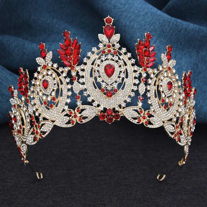 Tiaras Pink Bridal Crown Vintage Baroque Rhinestone Tiaras Headdress Pageant Miss Party Wedding Crown Jewelry Hair Accessories