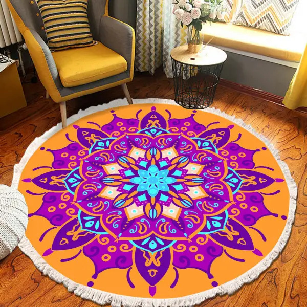 New Ethnic Living Room Bedroom coffee table Designer floor mat Wholesale fringe designer round carpet H260226