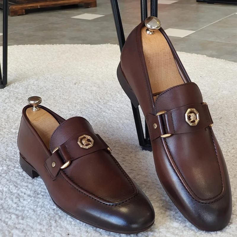 Black Loafers Slip-On Round Toe Fashion Mens Dress Wedding Shoes for Men Size 38-47 240703