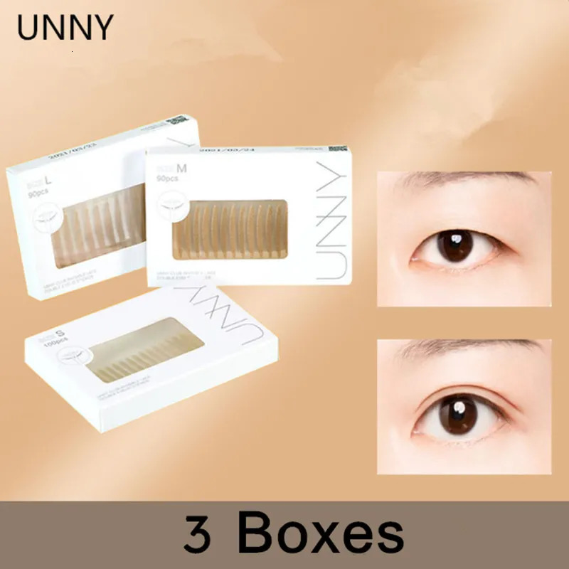 3 Boxes U N Y Eyelid Tape Sticker Invisible Double Eyelid Paste Stripe Self-adhesive Natural Bigger Eyes Makeup Tool 240703