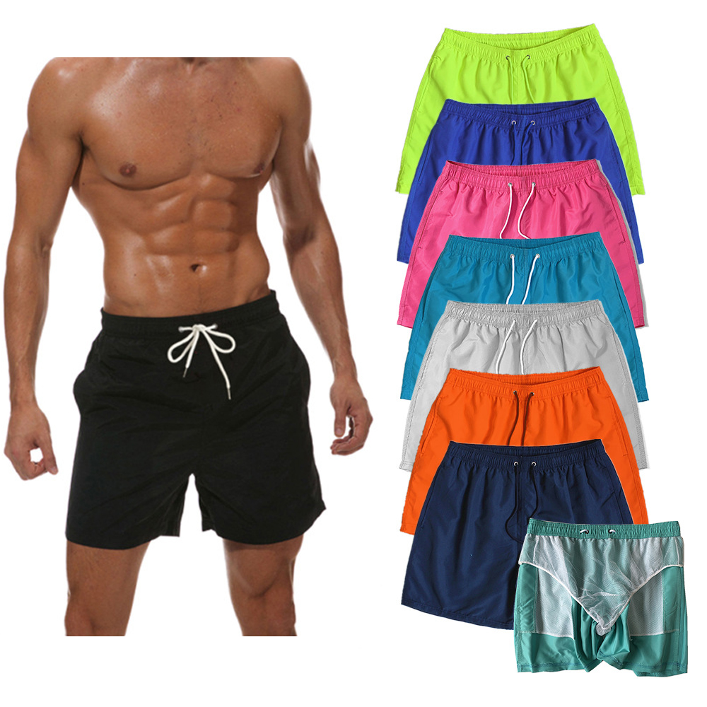 mens shorts shorter swim shorts Men's Swim Trunks Beach Shorts Drawstring with Mesh Lining Elastic Waist Breathable Streetwear Board Shorts pure 