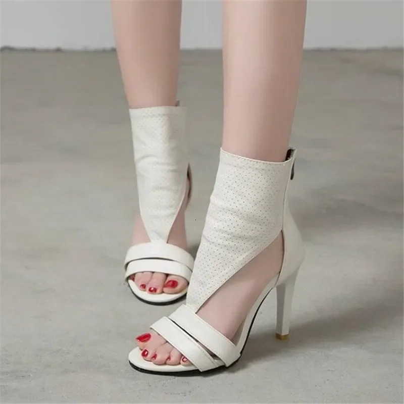 Summer pattern fashion Europe America Simplicity High-heeled Women sandals white Beige black sexy Rome style Women sandals 240703