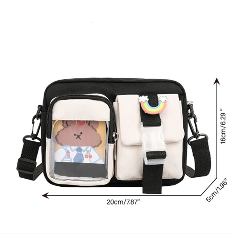Japanse Style Cute small square bag Girls Student Small Nylon Bag Splicing Transparent Crossbody Women Shoulder Bags H7.4#11.5 zhanyishengli