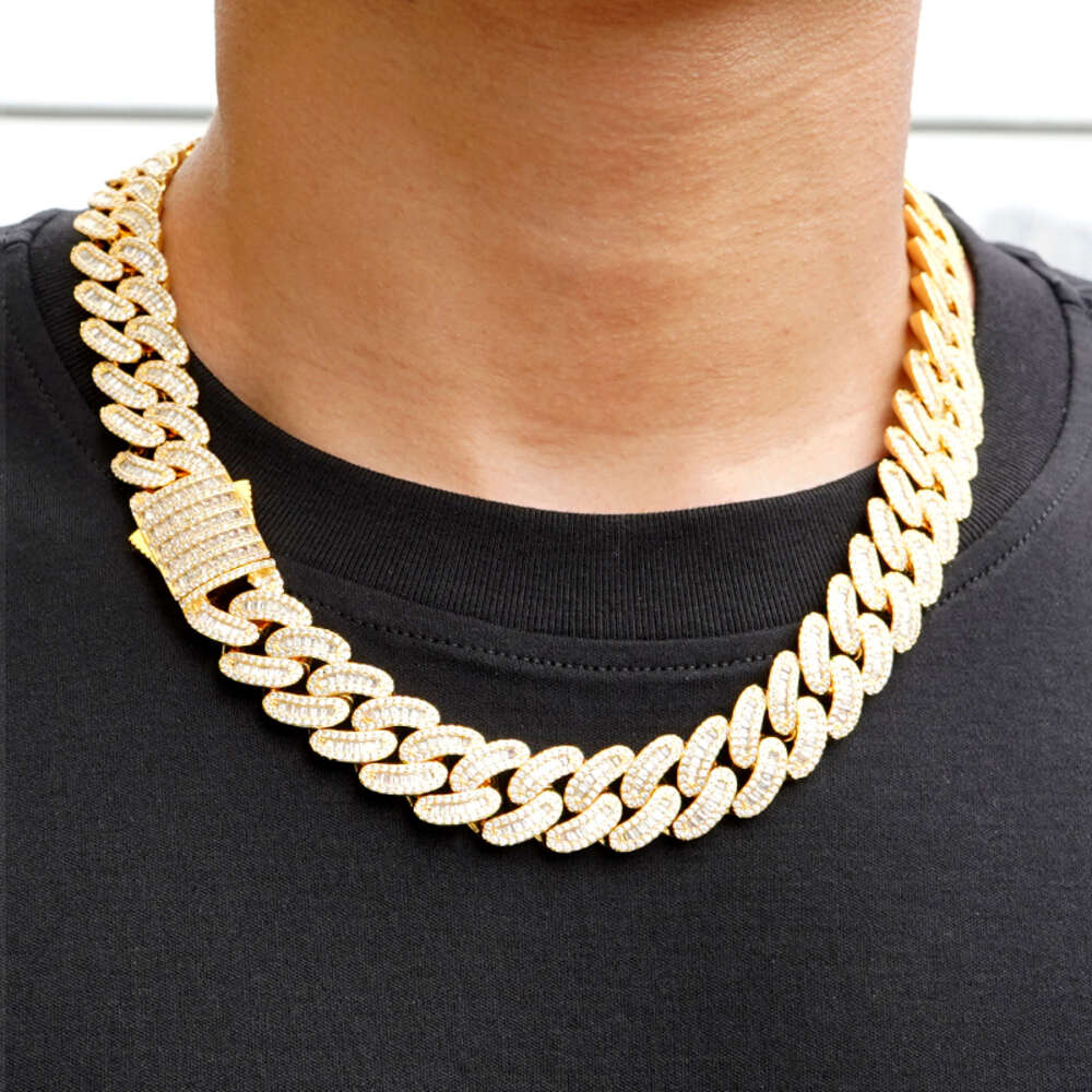 925 Sterling Silver Cuban Necklace Vvs Moissanite 16mm Link Chain Iced Out Baugette Moissanite Cuban Link Chain Hip Hop Jewelry