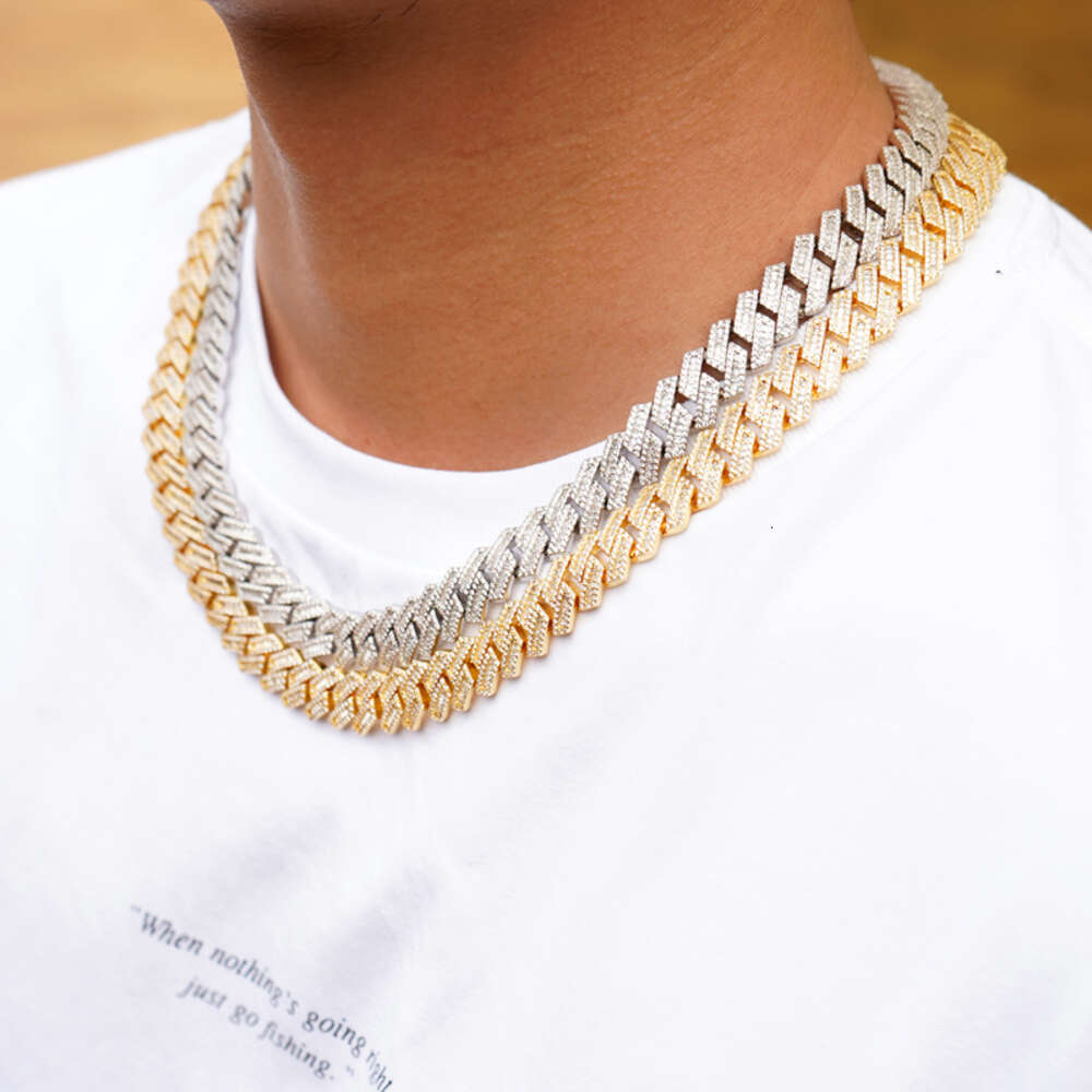 New Arrive 12mm Cuban Chain Necklace Baguette Diamond Moissanite Vvs 925 Sterling Silver Cuban Link Bracelet Necklace Jewelry