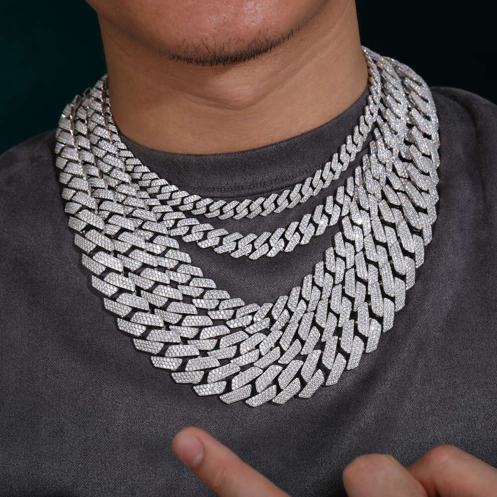 High Quality Cubana Hip Hop Jewelry 6-20mm 925 Sterling Silver VVS Moissanite Diamond Iced Out Cuban Link Chain Necklace For Men gift