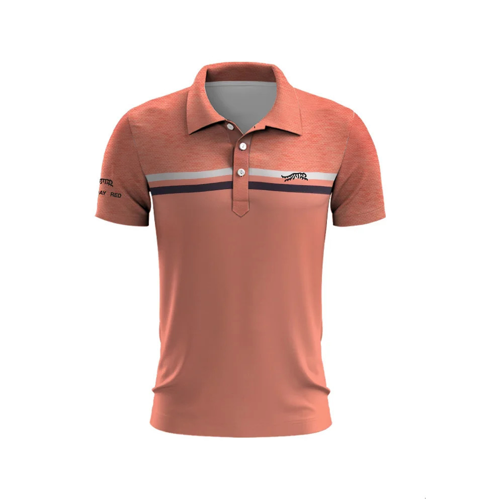 Tiger Woods Golf Sun Day Red Random Pattern Mens Summer TShirt Top Quick Drying Club Button Up Polo Shirt 240702