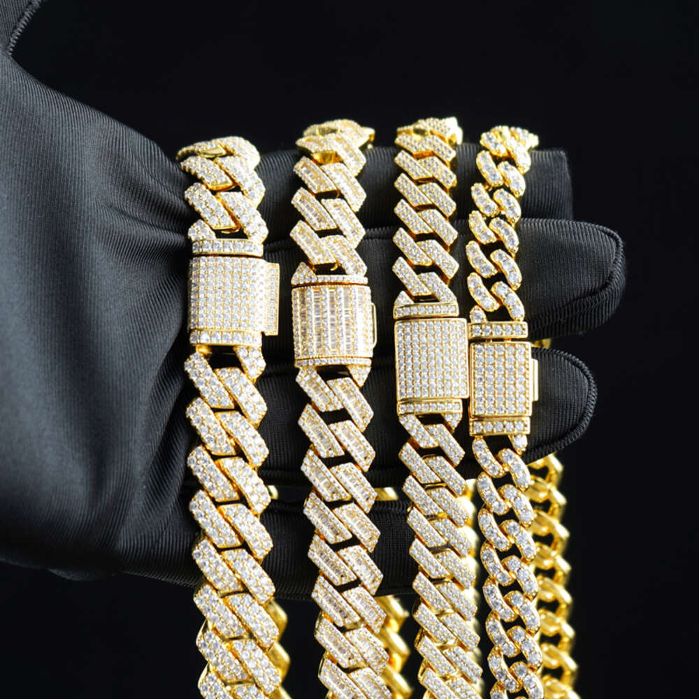 Customize Necklace Hip Hop Fine Jewelry Pass Tester Vvs Moissanite Iced Out Diamond Silver 925 Cuban Link Chain