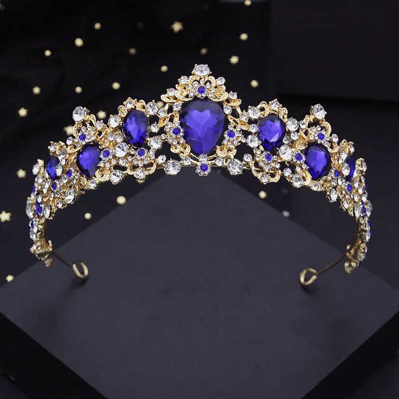 Tiaras Purple Crystal Wedding Crown for Queen Bridal Headdress Fashion Tiaras Hairwear Girls Prom Head Ornaments Jewelry