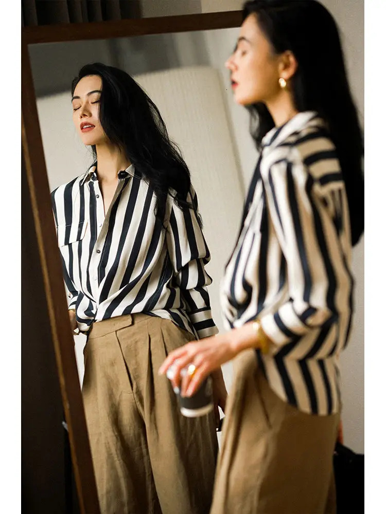 Summer women blouse shirt Striped Casual blouses women tops blusas 240704
