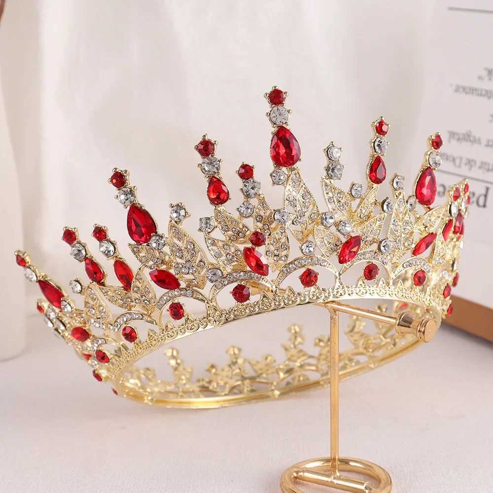 Tiaras Red Rhinestone Fully Round Crown Bridal Wedding Accessories Tiara