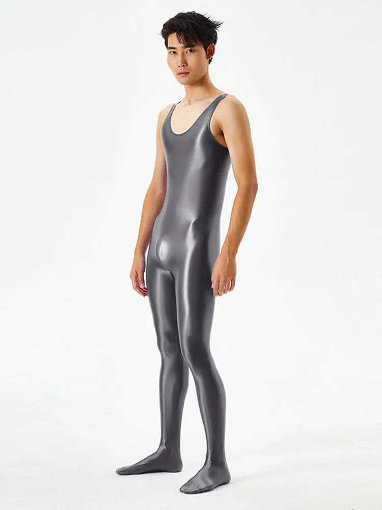 Sexy Body Shaper Jumpsuit Men Fitness Trimmer Sleeveless High Elastic Breathable Sheer Bodysuit With Bulge Pouch Slim Tights 240703