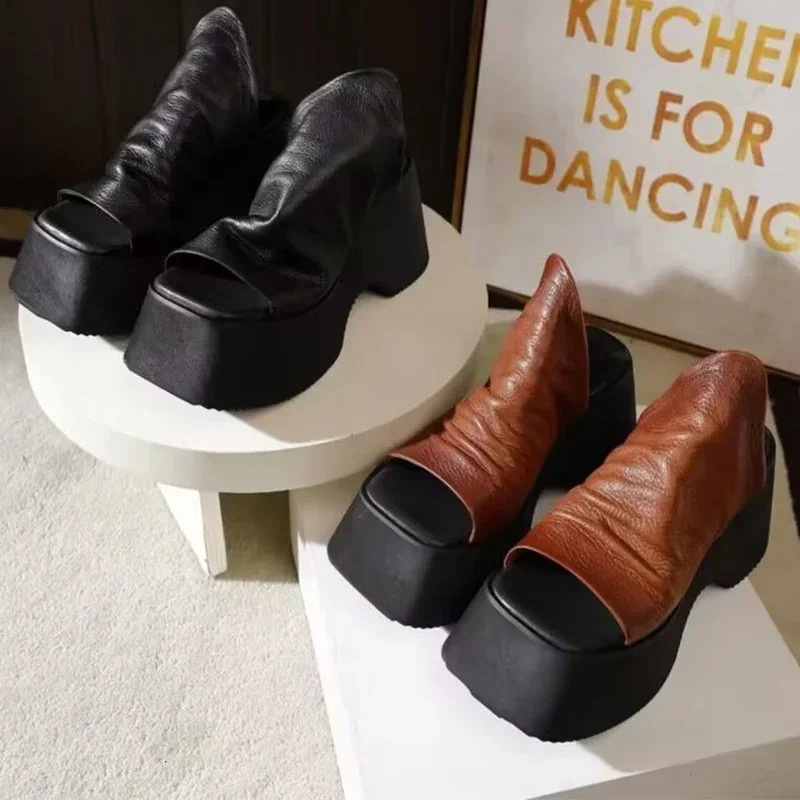 2024 Summer Chunky Platform Women Open Toe Slippers High Heels Shoes Sandals Flip Flops Sexy Pumps Slides Zapatillas Mujer 240704