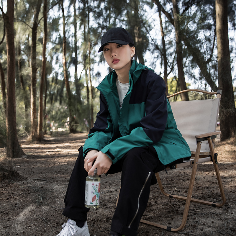 2023 New Spring jacket men's and women's single-layer sprinter hooded cardigan color blocking waterproof thickened outdoor mountaineering F7