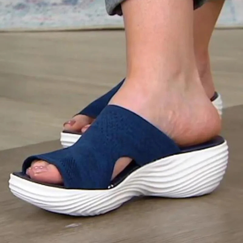 Women Casual Beach Slippers Orthopedic Stretch Ortic Sandals Female Open Toe Breathable Slides Stretch Cross Shoes Outdoor 240704