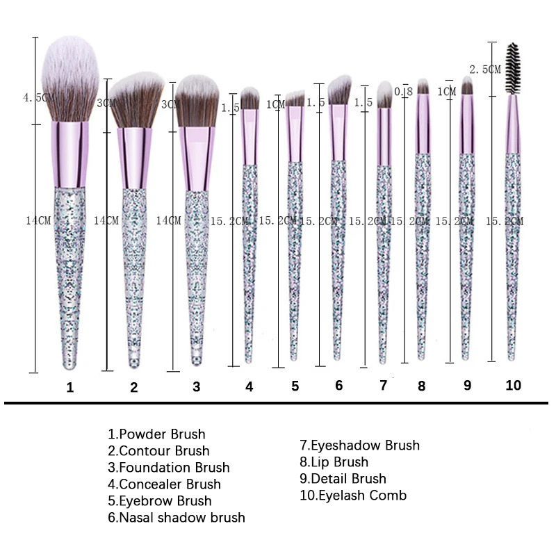 610Pcs Cosmetics Tool Kit Soft Makeup Brushes Set Transparent Powder Eye Shadow Foundation Brush Blush Blending Beauty Brush 240704