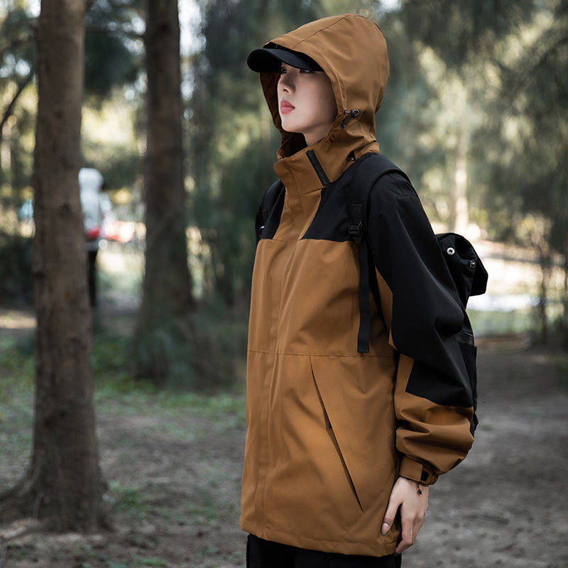 2023 New Spring jacket men's and women's single-layer sprinter hooded cardigan color blocking waterproof thickened outdoor mountaineering F7