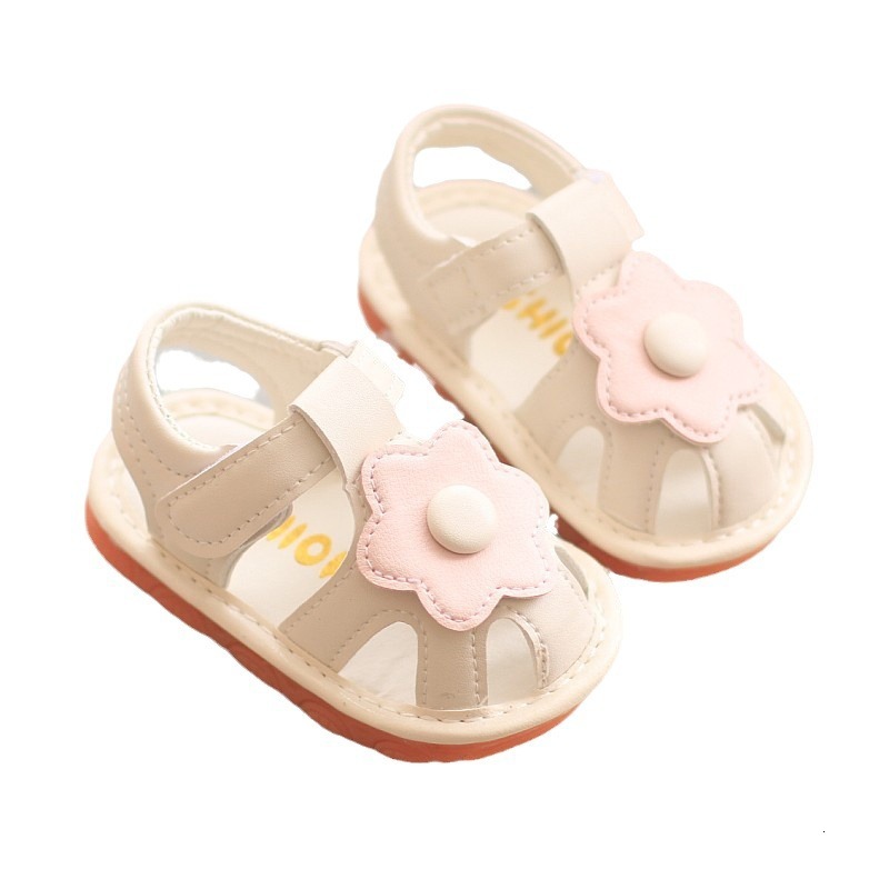 Summer Girl Baby Sandals 1. Princess Shoes 1-2 Year Old with Headband Anti Kick, called Learning Walking Shoes, Soft Soles for Infants and Young Child