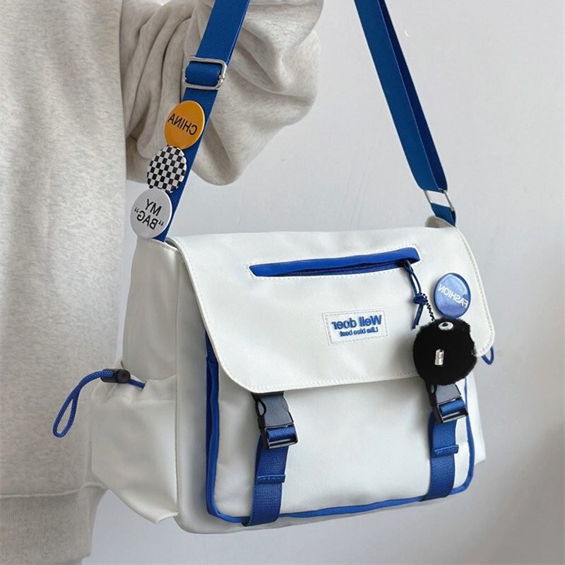 College Student School Crossbody Bags Female Men Versatile Large Capacity Nylon Waterproof Messenger Women One Shoulder Bag H7.4#16 zhanyishengli